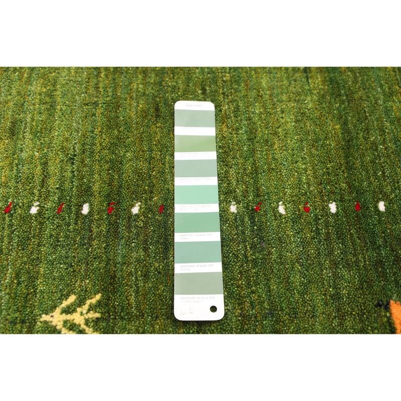 ECARPETGALLERY Hand Loomed Kashkuli Gabbeh Green Wool Rug - 4'11 x 7'9