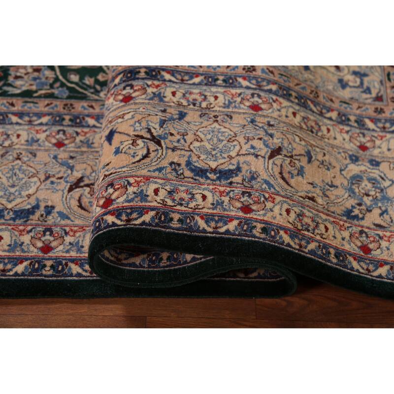 Vegetable Dye Green Nain Chinese Area Rug Handmade Wool Carpet - 6'2"x 9'0"