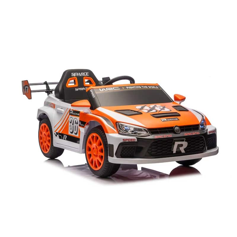 Children's Electric Vehicle Toddler Electric Car with Remote Control, Ride-On Car with Bluetooth Music & LED Lights - Orange