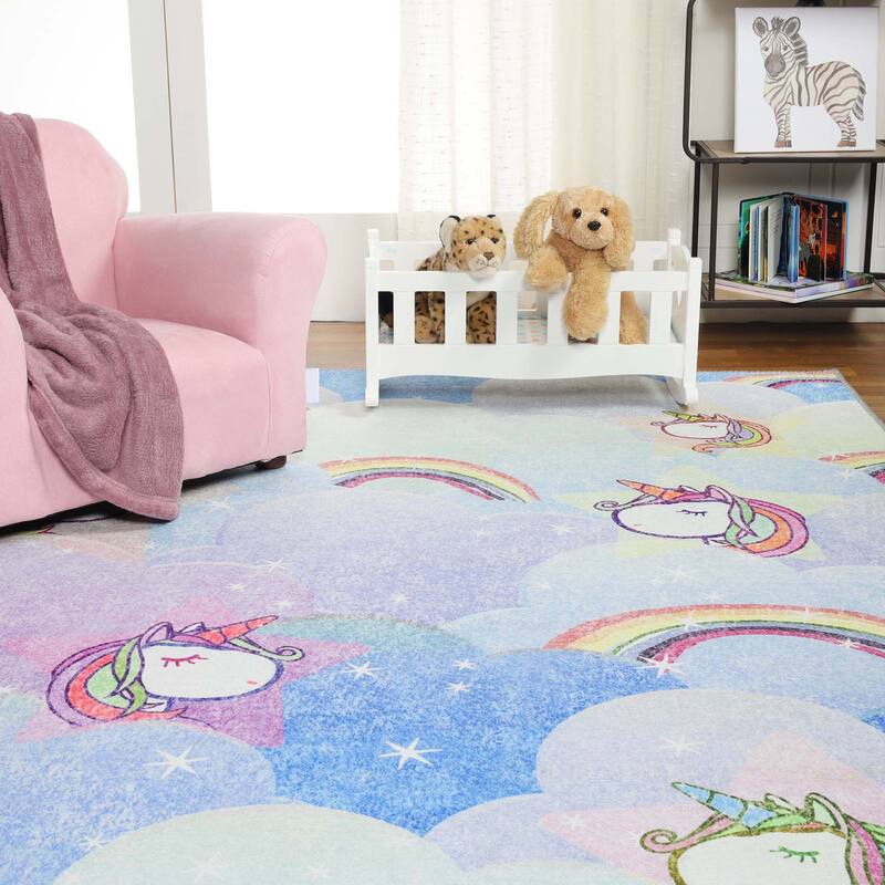 Unicorn Rainbow Colorful Playroom Indoor Area Rug by Superior