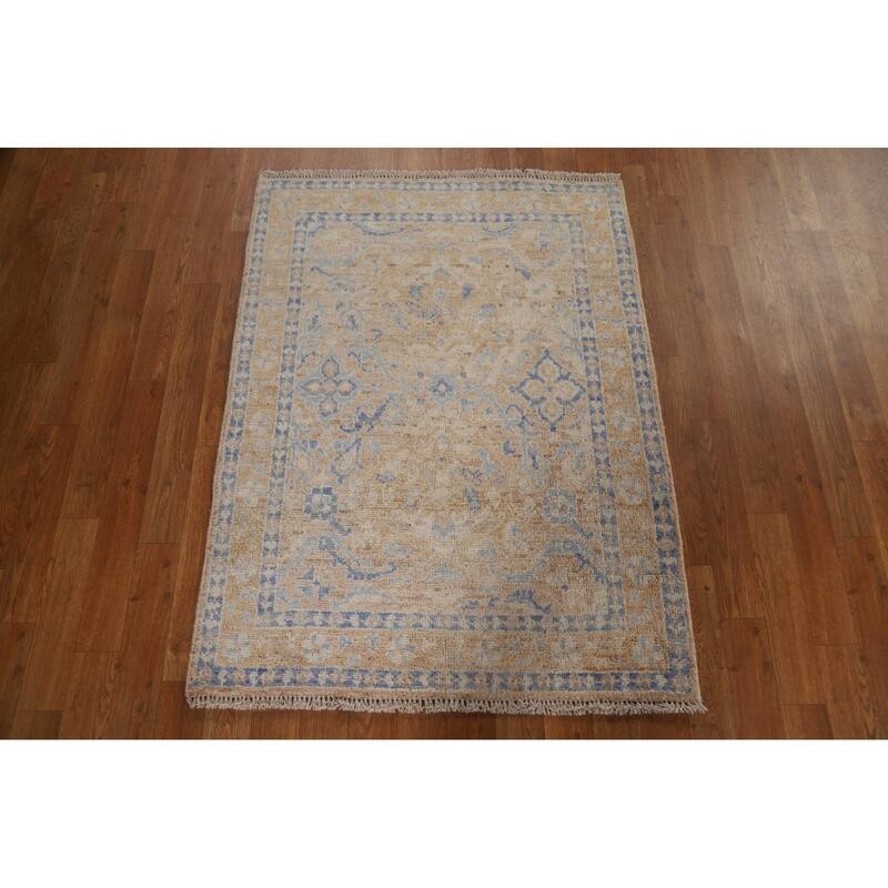 Muted Oushak Oriental Area Accent Rug Hand-Knotted Wool Carpet - 2'11" x 3'10"