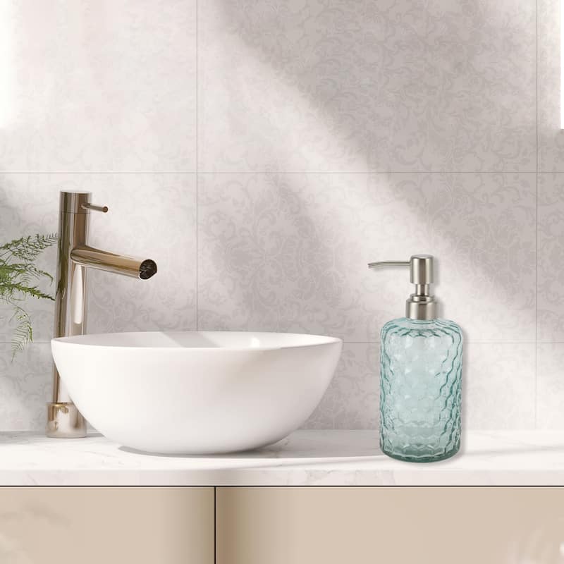 Simple Cylindrical Soap Pump Dispenser for Bath 500ml 1 Pcs - Blue Silver Tone