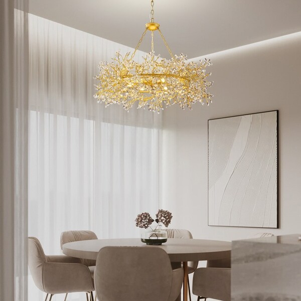 KAYLA 31.5in-52in Crystal Tree Branch Chandelier - On Sale - Bed