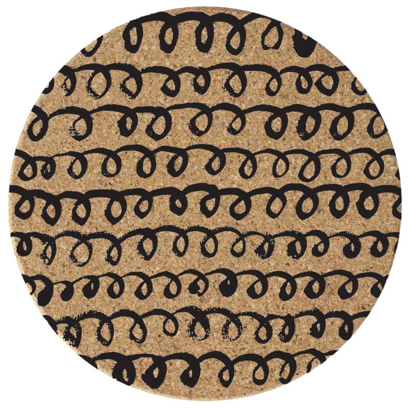 Loops 4 Pack Absorbent Cork Coaster Made in The USA 4" Round - Multi