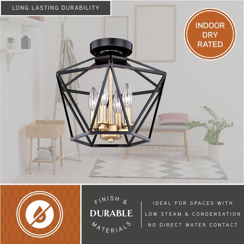 Vaxcel Lighting Turin 4 Light 14-1/2" Wide Semi-Flush Ceiling Fixture