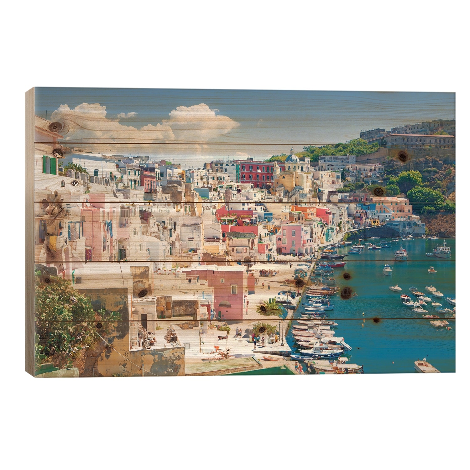 Marina Corricella III, Procida Island, Gulf of Naples, Campania Region, Italy Print On Wood by Panoramic Images - Multi-Color