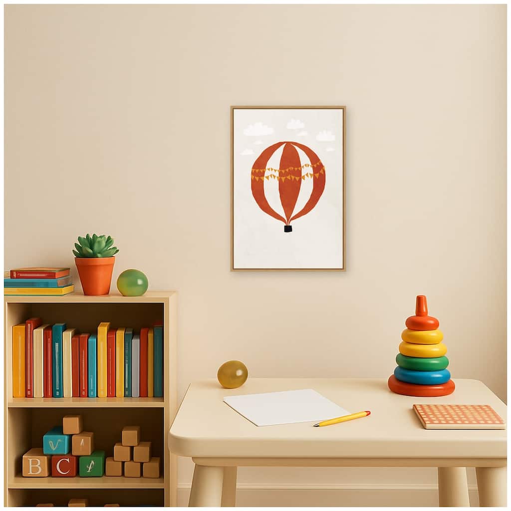 Kate and Laurel Hot Air Balloon II by July Art Prints Framed Canvas Wall Art Print