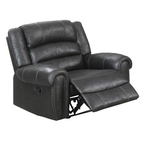 Leatherette Manual Motion Recliner with Tufted Back, Black
