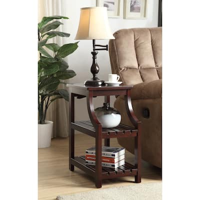 Versatile Wooden Accent Table with USB Charging and Open Storage