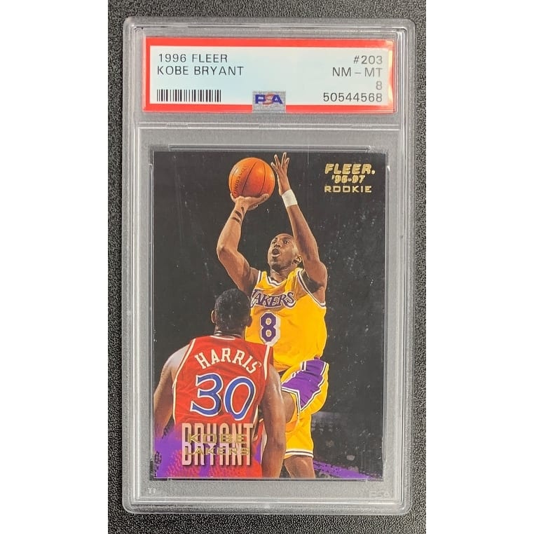 Kobe Bryant 1996 Fleer Basketball Rookie Card #203 Graded PSA 8 - 8' x 11'