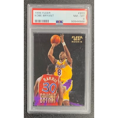 Kobe Bryant 1996 Fleer Basketball Rookie Card #203 Graded PSA 8 - 8' x 11'