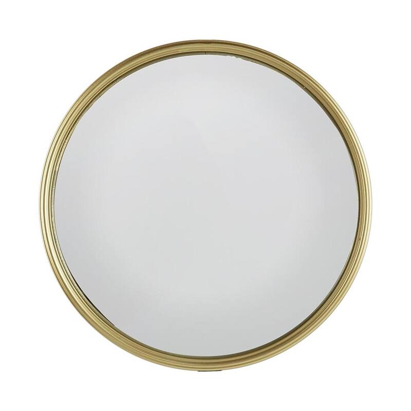HomeRoots 15" Gold Round Iron Textured Framed Accent Mirror - 15' X '15' X '1.2