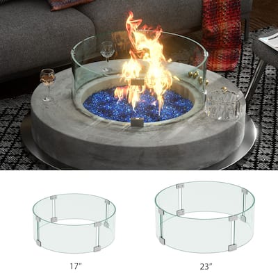 Armore Round Tempered Glass Wind Guard For Outdoor Fire Pits