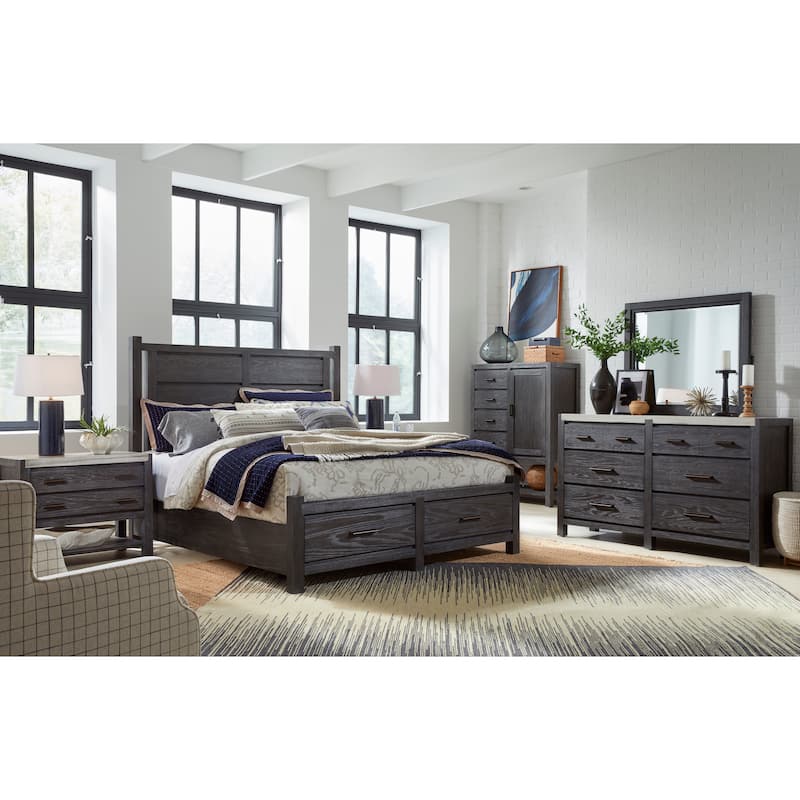 Magnussen Home Plum Creek Ravenwood Black Panel Storage Bed