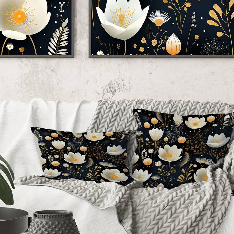 Designart "Divine Dreams Floral Pattern V" Floral Printed Throw Pillow
