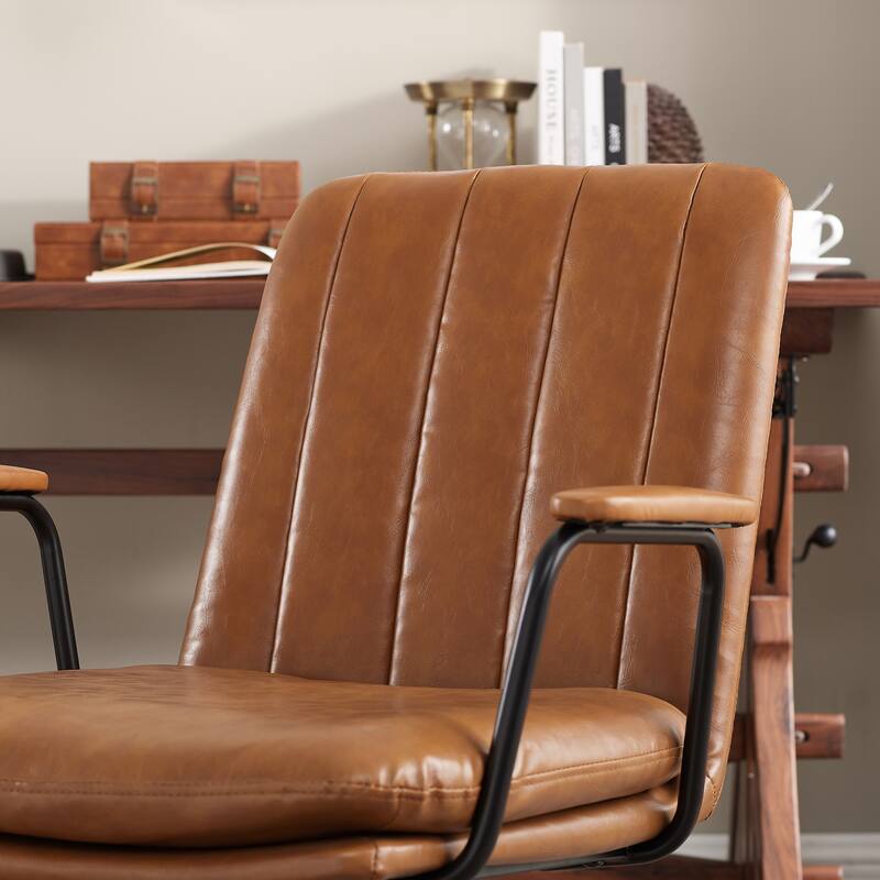 Art Leon Faux Leather Swivel Accent Arm Chair