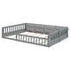 preview thumbnail 25 of 24, Full Size Upholstered Platform Bed with Guardrail, Fluffy Pillows, and Sturdy Pine Wood Bed Frame Safety Guardrails, Beige