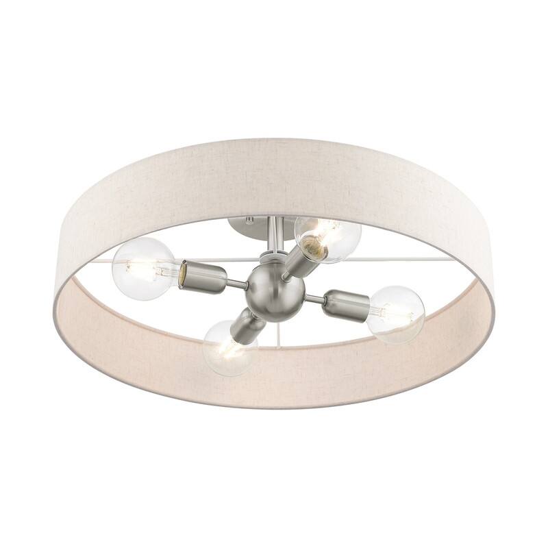 Livex Lighting 4-light Brushed Nickel Semi Flush Mount, 46038-91 - 22" DIA X 7" H