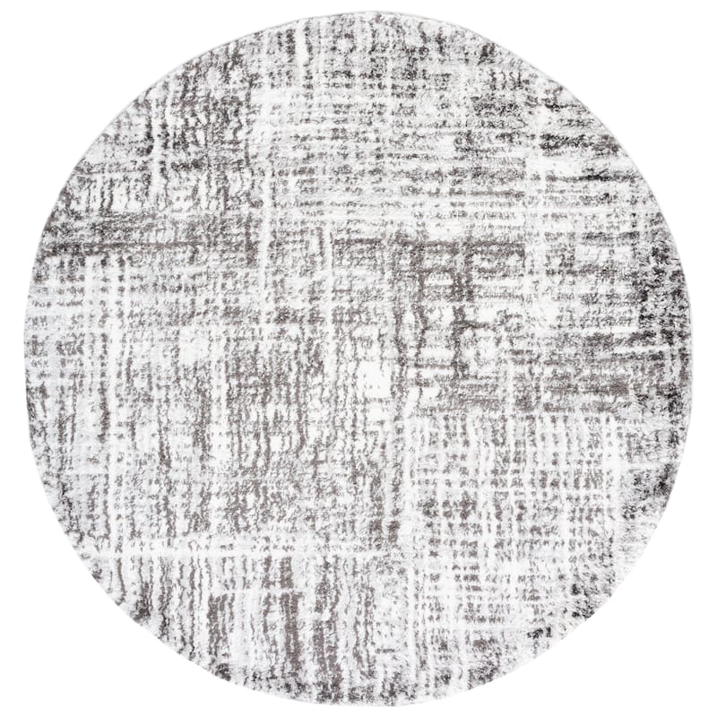 SAFAVIEH Berber Shag Penina Rug - 7' Round - Grey/Dark Grey
