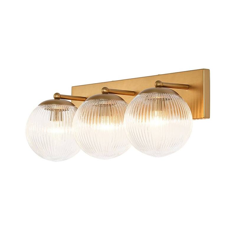 Glam 3-Light Dew-like Ribbed Glass Globe Vanity Light - 22.1 in