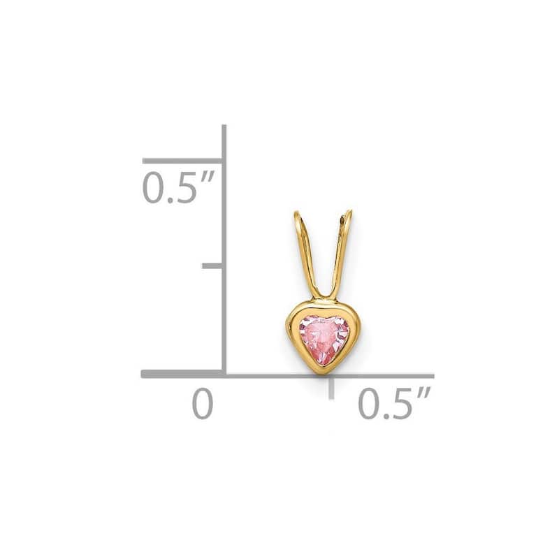Curata 14k Yellow Gold Polished Pink Cubic Zirconia Heart Pendant