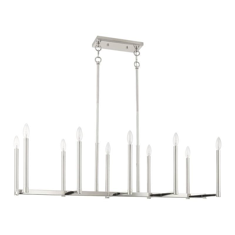 Livex Lighting 10-light Linear Chandelier, 40259-35 - 42.5" L, 15.5" W 18.5" - 48.5" ADJ H