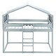 preview thumbnail 8 of 7, Gray Twin over Twin Pine Wood Bunk Bed with Tent, Playhouse Design, Fence-Shaped, Spacious Under Bed Storage