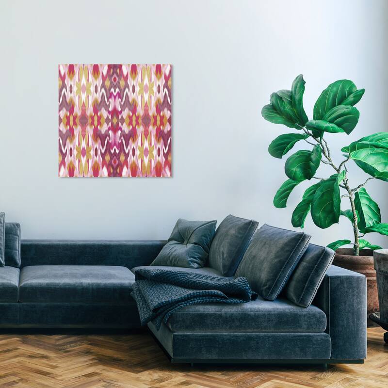 Wynwood Studio Canvas Abstract Journey Ikat Pink and Modern & Contemporary Wall Art Canvas Print - 30 x 30