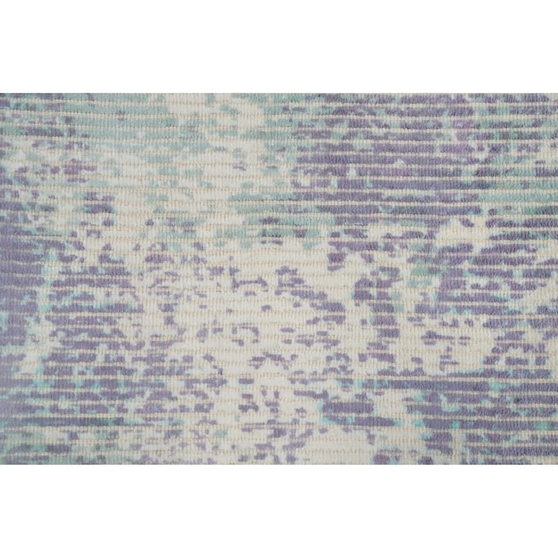 Hand Knotted Oriental Viscose Silk Carpet Modern Abstract Purples Abstract Area Rug - 4' 0'' X 2' 0''