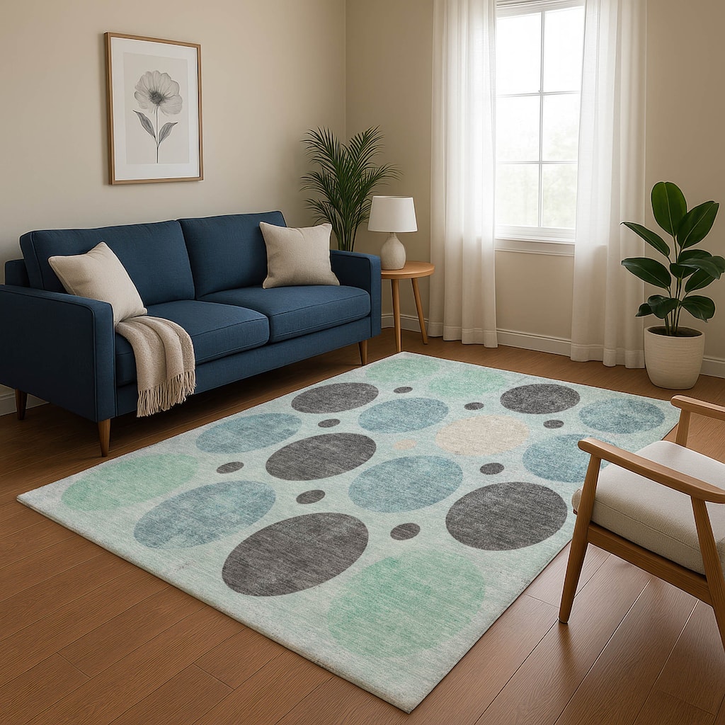 Premium Washable Super Soft Casual Circles Mayfield Rug