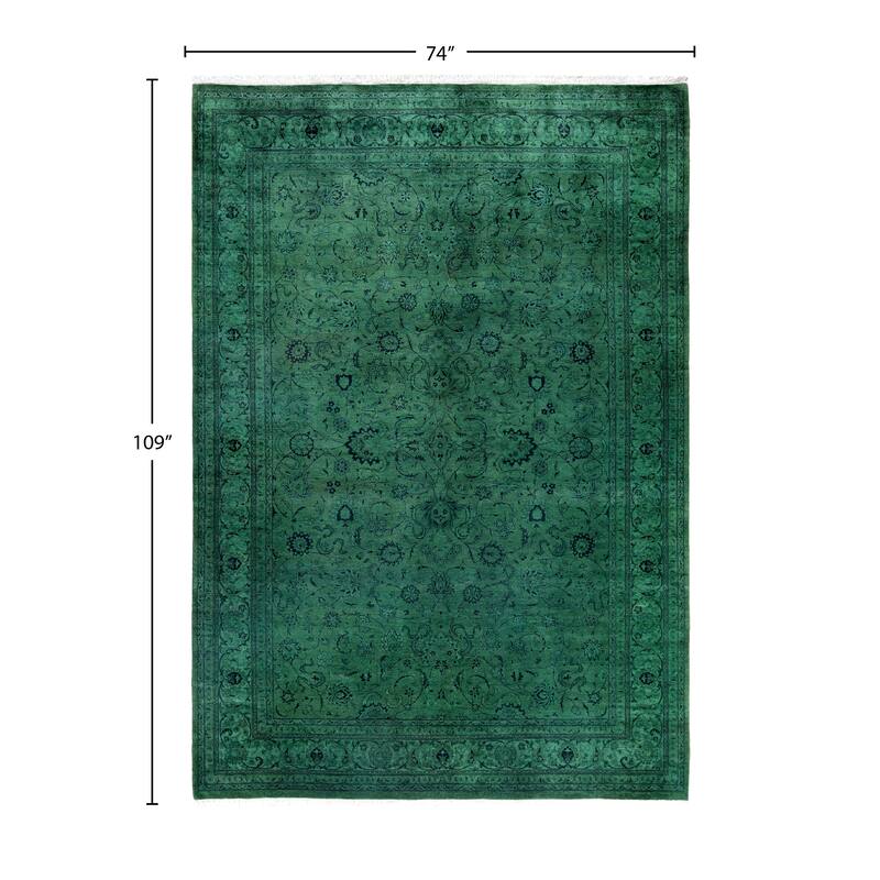 Overdyed One-of-a-Kind Hand-Knotted Area Rug - Green - 6' 2" x 9' 1"