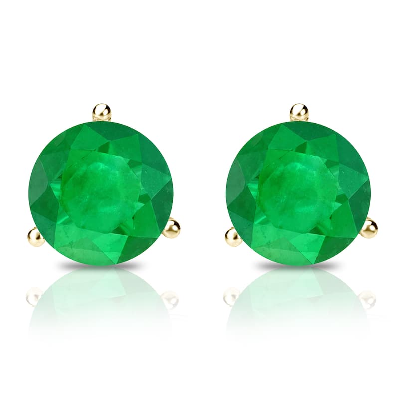 Auriya 14k Gold 1ctw Green Emerald Gemstone Stud Earrings Martini-set