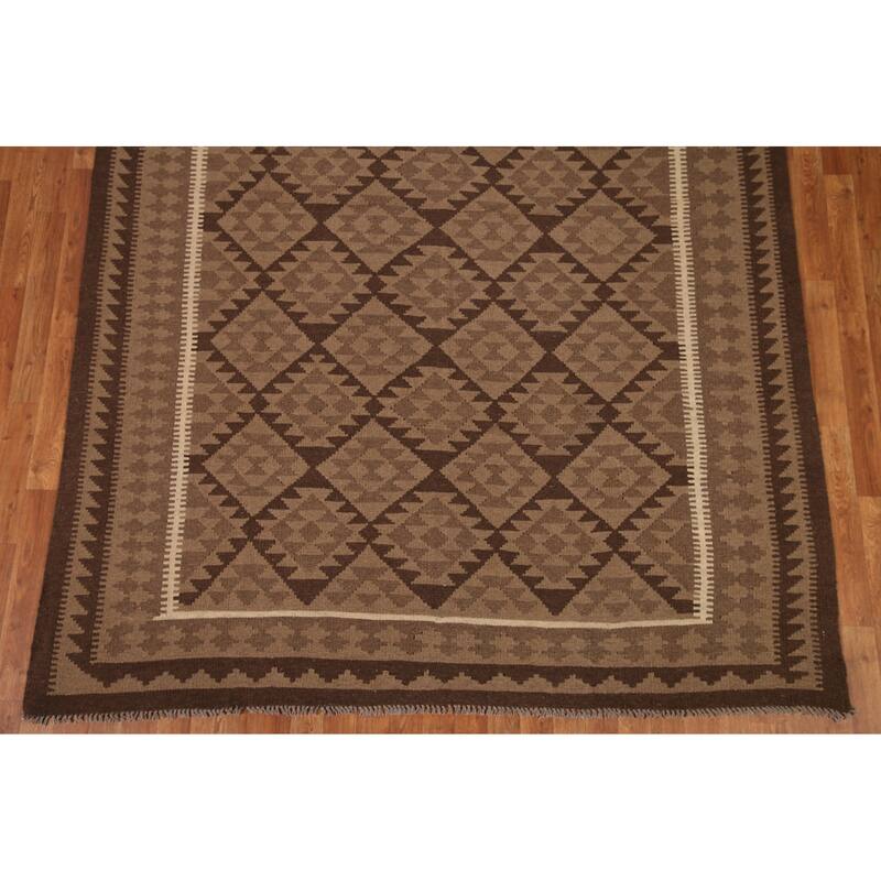 Reversible Kilim Oriental Area Rug Flat-weave Wool Carpet - 6'10"x 9'7"