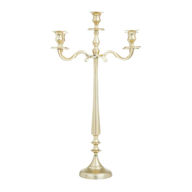 Gold Aluminum Metal Tapered 5 Plate Decorative Candelabra
