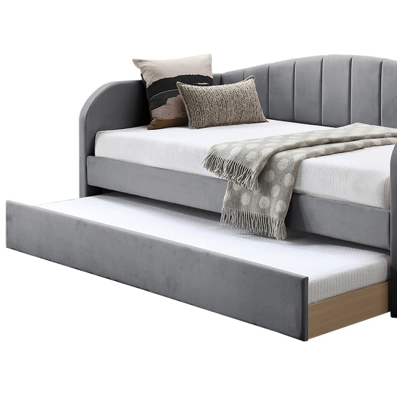 Velvet Upholstered Twin Size Daybed with Trundle