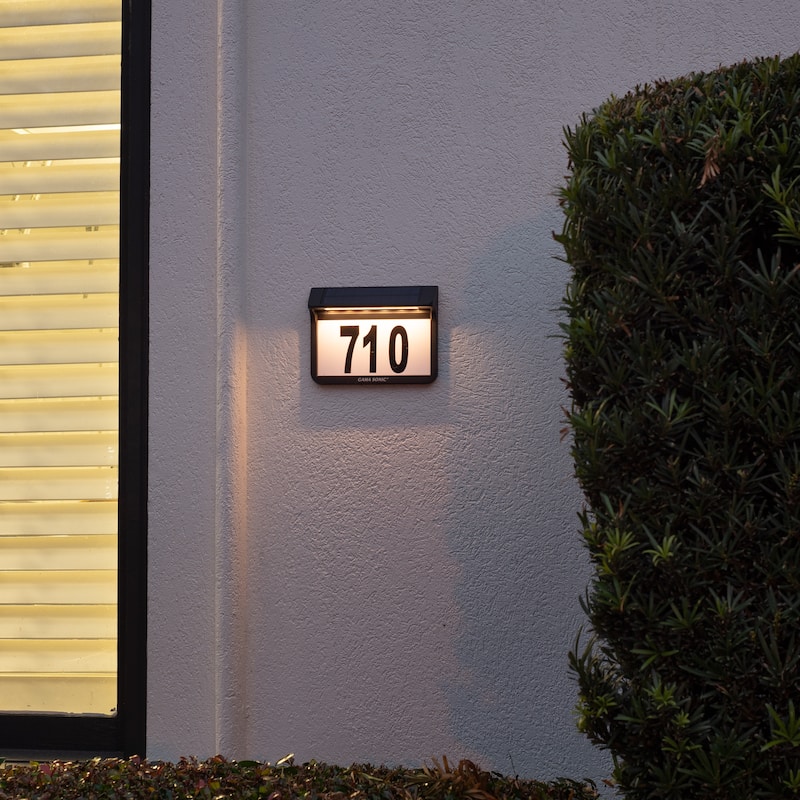 Solar Address Wall Plaque Light with In Ground Stakes