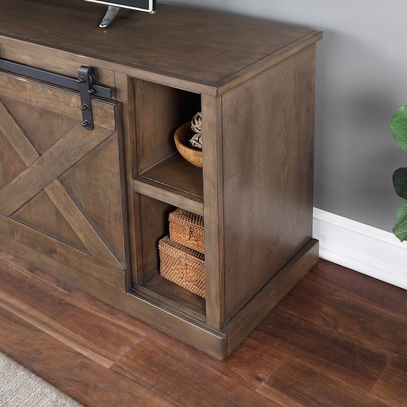 Bridgevine Home Farmhouse 85 inch TV Stand Console for TVs up to 95 inches, No Assembly Required, Barnwood Finish