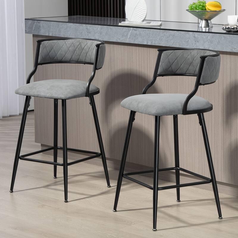 Set of 2 Fabric Counter Height Bar Stool with High-Density Foam Cushion Seating for Comfortable Seating