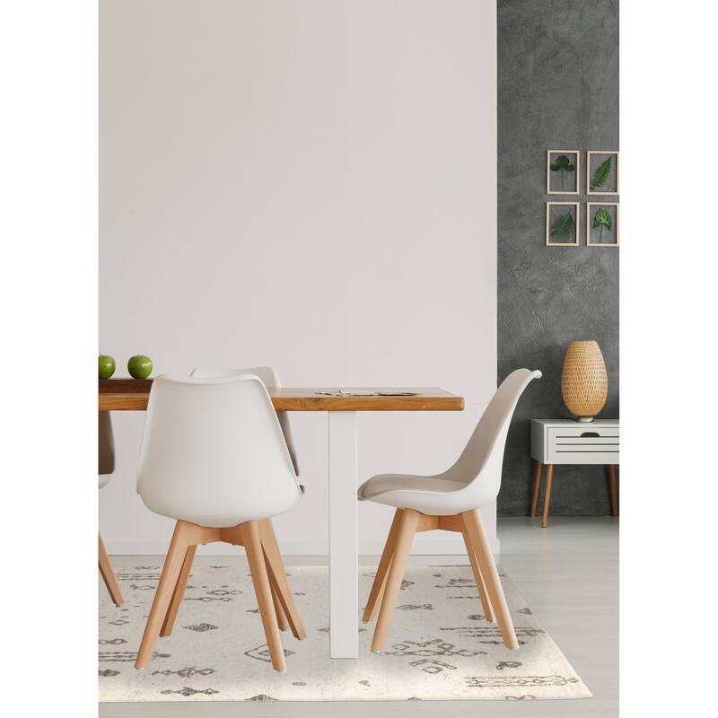 ECARPETGALLERY Hand-knotted Tangier Cream Wool Rug - 5'6 x 8'11