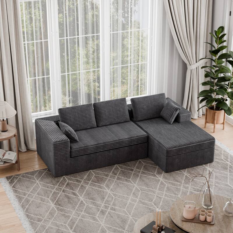 Modland 108" Boneless Cloud Couch, Modular L-Shaped Sectional Sofa, No Assembly, Corduroy