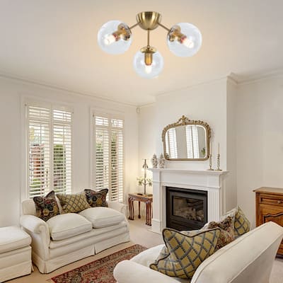 Modern Glass Ceiling Lamp Gold Flush Mount Light