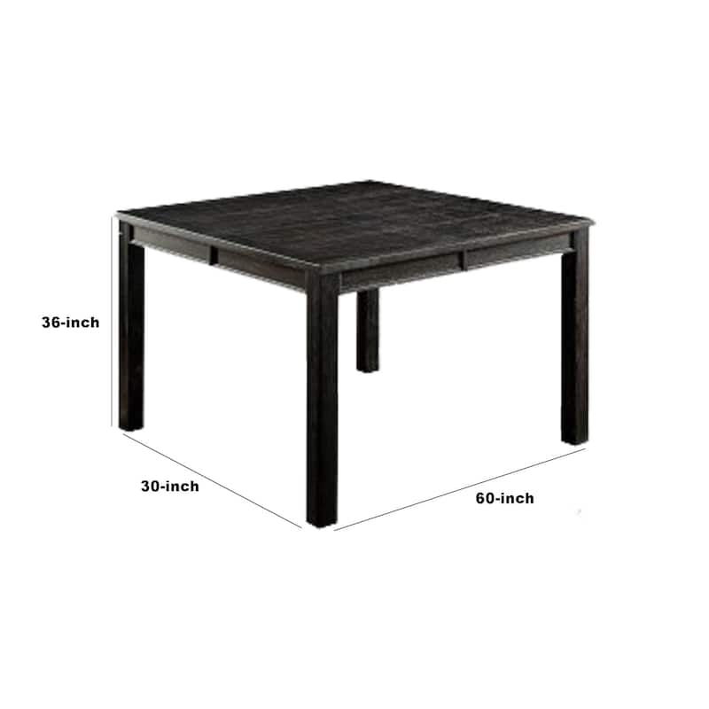 Rectangular Top Wooden Counter Height Table with Block Legs, Antique Black
