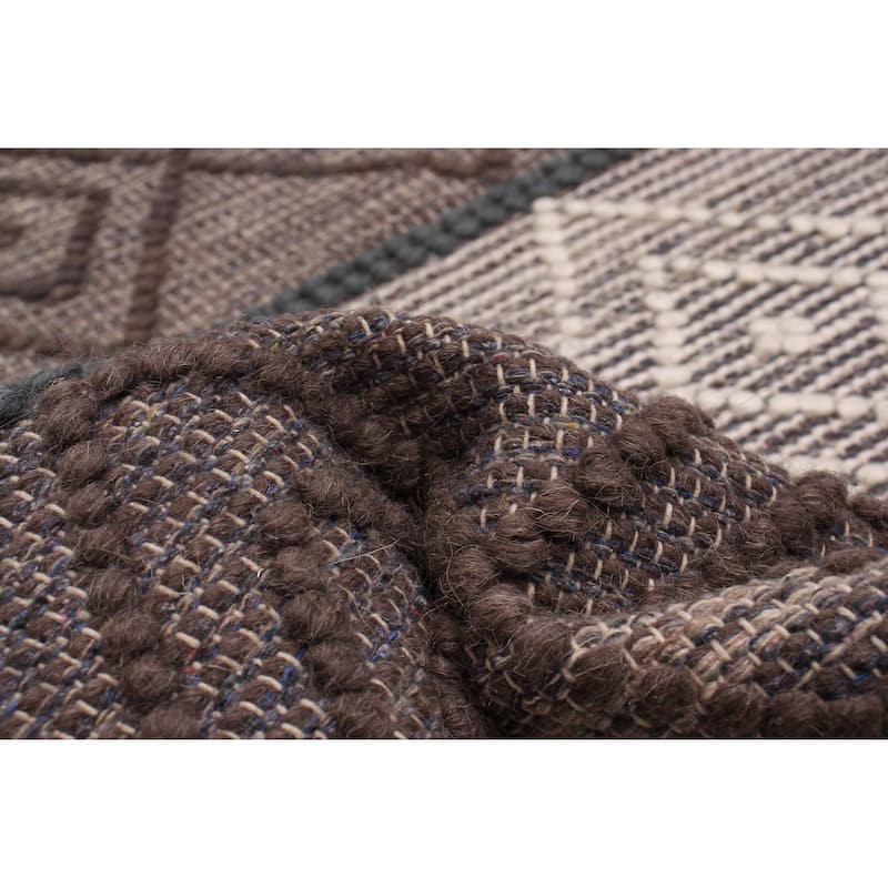 ECARPETGALLERY Braid weave Sienna Brown Wool Rug - 2'7 x 10'0