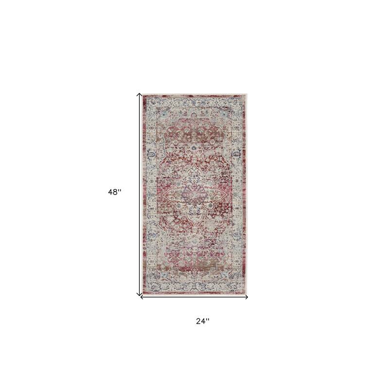 HomeRootsFloral Transitional Rectangle Area Rug - 48' X '24' X '0.5