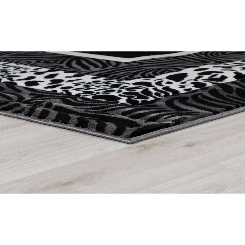 Orelsi Black/Grey Polyester Area Rug