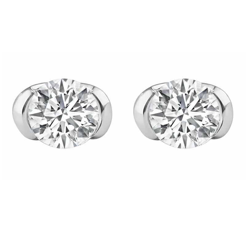 Auriya 14k Gold Lab Grown Round Diamond Stud Earrings 0.50 to 8.00 ct. tw. Push-Back (F-G VS) - White