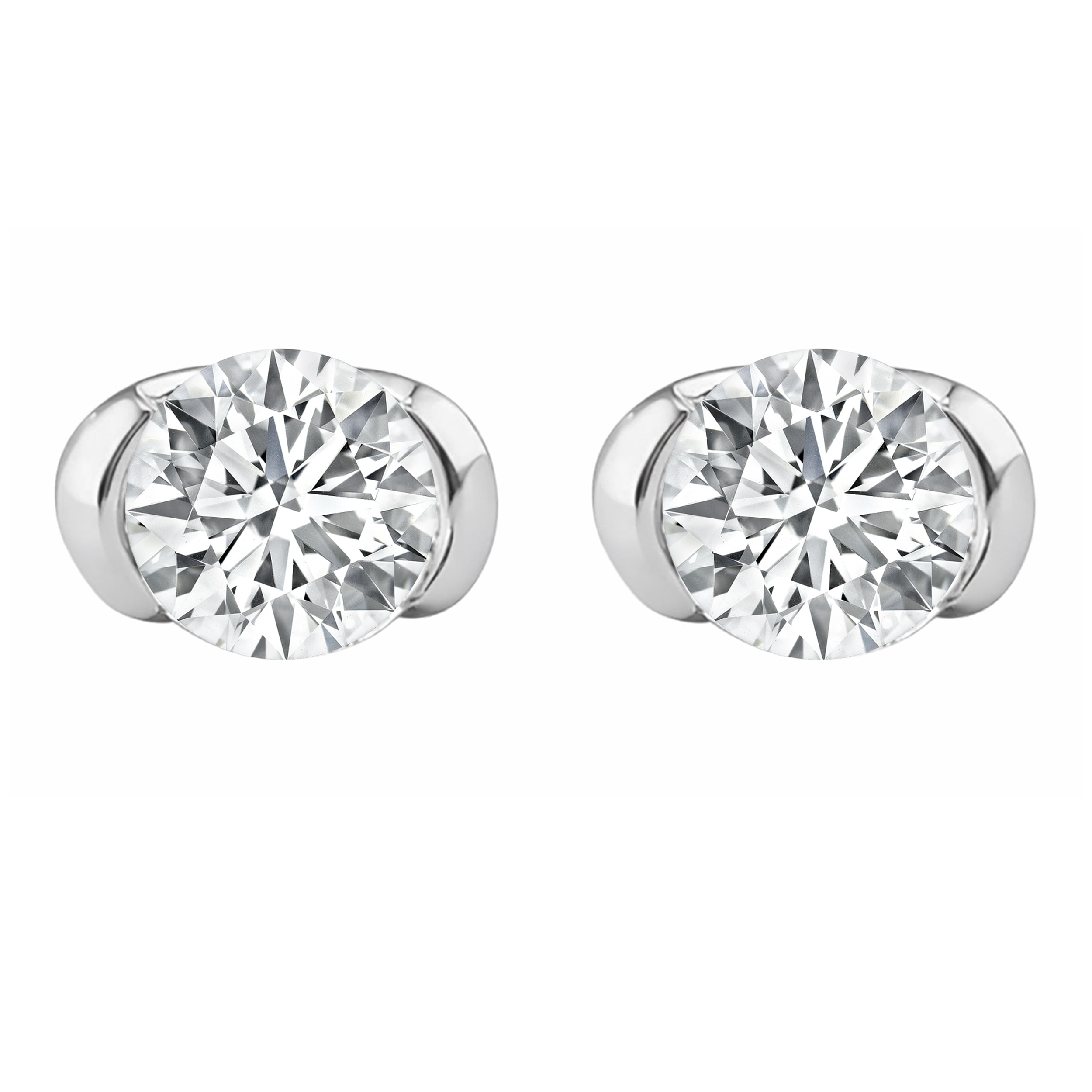 Auriya 14k Gold Lab Grown Round Diamond Stud Earrings 0.50 to 8.00 ct. tw. Push-Back (E-F VS)