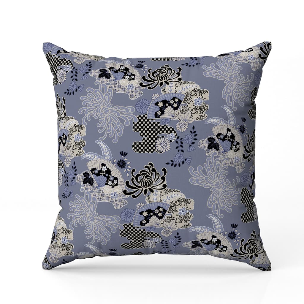 Checkered Waves Faux Suede Reversible Throw Pillow Blue and Black