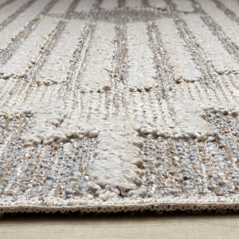 Alta Collection - Cream Beige Grey Textured Area Rug