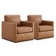preview thumbnail 162 of 172, Shane Modern Swivel Accent Arm Chair Set of 2 - Brown-Leather